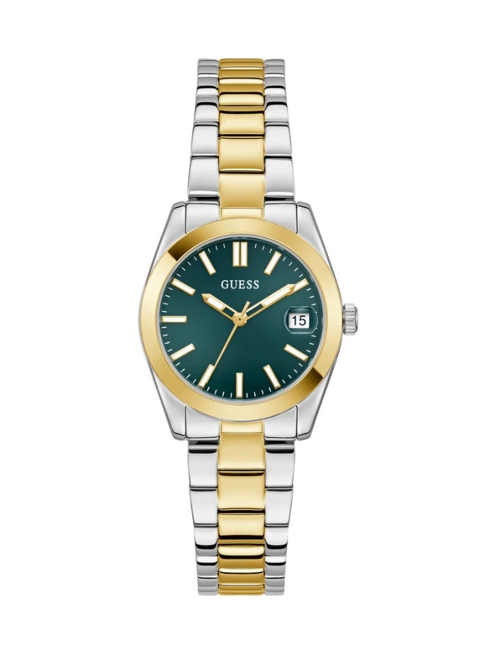 Guess Ladies 2-Tone Date Analog Quartz Green Dial Watch GW0934L3 - Image 1